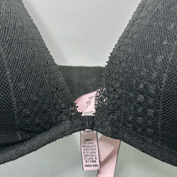 Victoria’s Secret Plunge Black Lace Mesh Adjustable Strap Bra 36DD - Picture 2 of 14